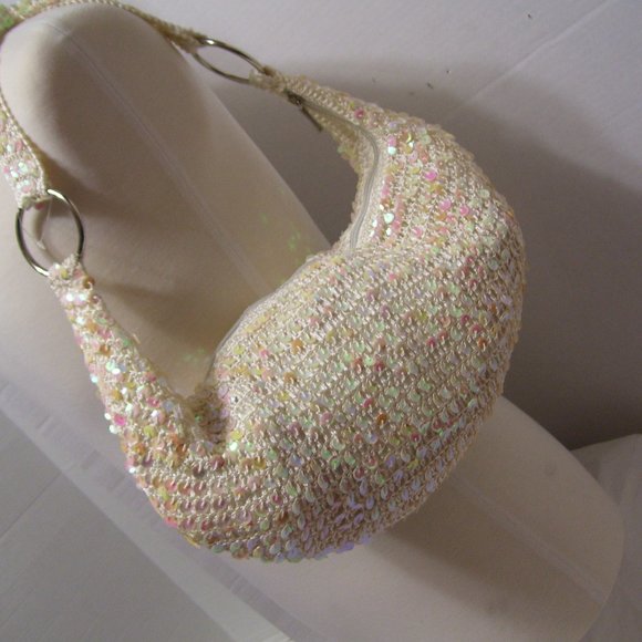 Apt. 9 Fashion Handbag White with AB Sequins Sak Hobo NWOT - Picture 3 of 4
